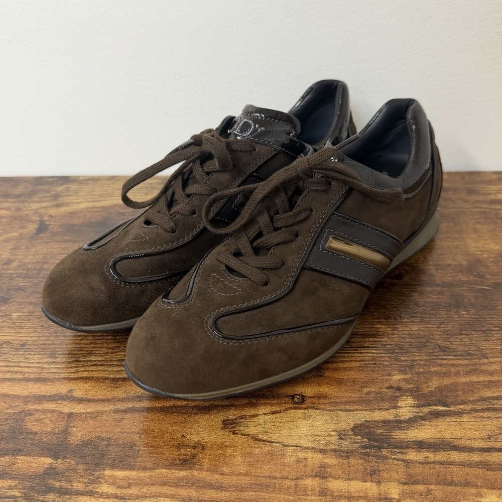TOD'S Womens Shoes Size 37 EU Brown Suede Lace Up Made in Italy US 6.5 7